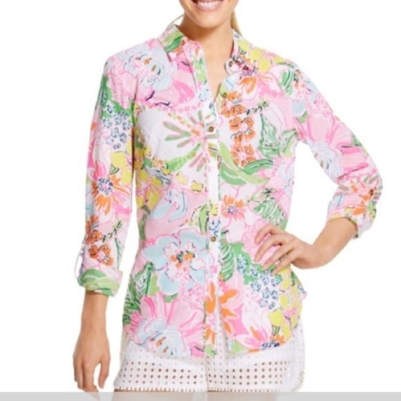 LILLY PULITZER TARGET NOSEY POSEY BUTTON DOWN S - Picture 2 of 10